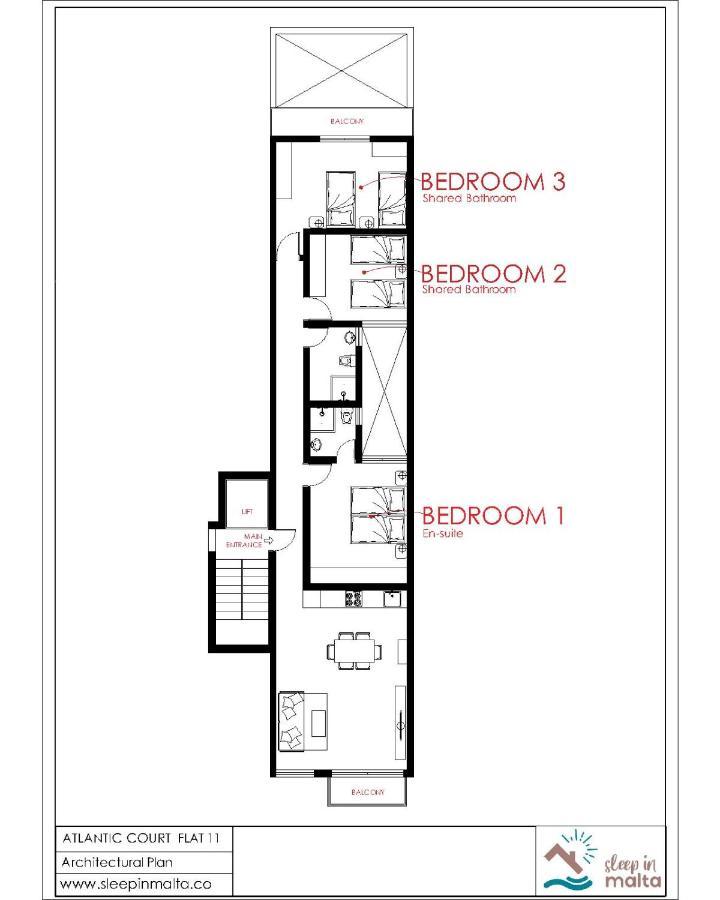 F11 Room 2, Private Room Two Single Beds Shared Bathroom In Shared Flat Msida Bagian luar foto